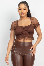 Load image into Gallery viewer, Smocking Ruched Dotted Crop Top
