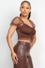 Load image into Gallery viewer, Smocking Ruched Dotted Crop Top
