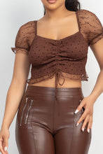 Load image into Gallery viewer, Smocking Ruched Dotted Crop Top
