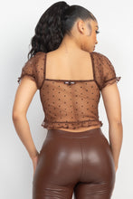Load image into Gallery viewer, Smocking Ruched Dotted Crop Top

