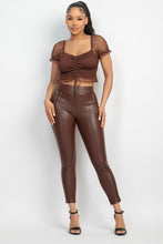 Load image into Gallery viewer, Smocking Ruched Dotted Crop Top
