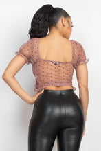 Load image into Gallery viewer, Smocking Ruched Dotted Crop Top
