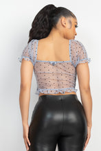 Load image into Gallery viewer, Smocking Ruched Dotted Crop Top
