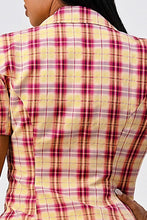 Load image into Gallery viewer, Wide Collared Double Breasted Plaid Blazer Mini Dress
