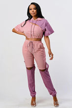 Load image into Gallery viewer, Pants Set In Color Block With Hoodie And Detachable Bottom Part
