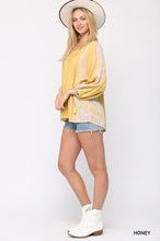 Load image into Gallery viewer, Solid Crinkle And Print Mix Raglan Sleeve Top With Tassel Tie
