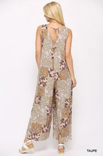 Load image into Gallery viewer, Rayon Gauze Patchwork Print Sleeveless Jumpsuit
