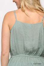 Load image into Gallery viewer, Solid Textured And Button Detail Ruffle Cami Top With Elastic Waist And Drawstring
