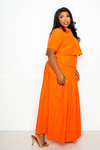 Load image into Gallery viewer, Pleated Cropped Shirt And Maxi Skirt Set
