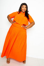 Load image into Gallery viewer, Pleated Cropped Shirt And Maxi Skirt Set
