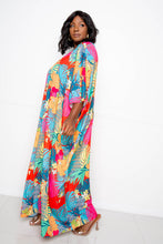 Load image into Gallery viewer, Maxi Batwing Tunic Dress With Tie Back
