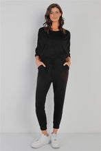 Load image into Gallery viewer, Ruched Detail Dolman Midi Sleeve Fitted Waistline Jumpsuit
