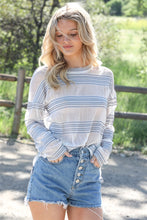 Load image into Gallery viewer, Crochet Stripe Long Sleeve Semi-sheer Top
