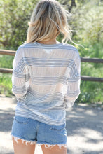 Load image into Gallery viewer, Crochet Stripe Long Sleeve Semi-sheer Top
