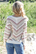 Load image into Gallery viewer, Stripe Knit Cotton Blend Long Sleeve Top
