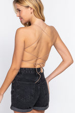 Load image into Gallery viewer, Lace Up Open Cross Back Crop Cami
