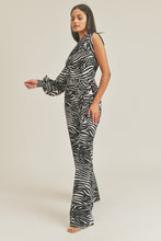 Load image into Gallery viewer, One Shoulder Zebra Print Jumpsuit
