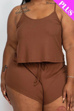 Load image into Gallery viewer, Plus Ribbed Strappy Top And Shorts Set
