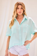 Load image into Gallery viewer, Collar Neck Button Down Front Pockets Solid Cotton Gauze Top
