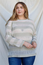 Load image into Gallery viewer, Plus Crochet Stripe Long Sleeve Semi-sheer Top
