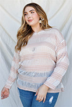 Load image into Gallery viewer, Plus Crochet Stripe Long Sleeve Semi-sheer Top
