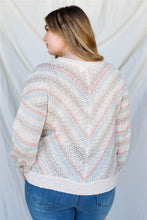 Load image into Gallery viewer, Plus Stripe Knit Cotton Blend Long Sleeve Top
