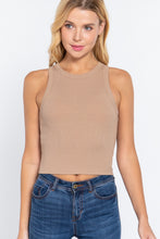 Load image into Gallery viewer, Halter Neck Rib Crop Tank Top
