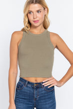 Load image into Gallery viewer, Halter Neck Rib Crop Tank Top
