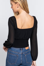 Load image into Gallery viewer, Long Sleeve Front Tied Ruched Detail Woven Top
