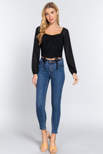 Load image into Gallery viewer, Long Sleeve Front Tied Ruched Detail Woven Top
