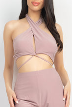 Load image into Gallery viewer, Solid Halter Top And Elastic Leggings Set
