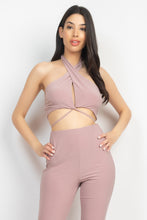 Load image into Gallery viewer, Solid Halter Top And Elastic Leggings Set
