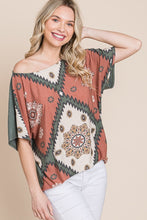 Load image into Gallery viewer, Floral Chevron Printed Off Shoulder Dolman Sleeves Top
