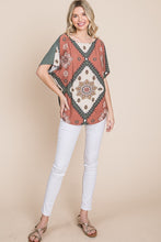 Load image into Gallery viewer, Floral Chevron Printed Off Shoulder Dolman Sleeves Top
