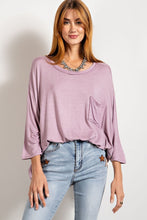 Load image into Gallery viewer, Rounded Neckline 3/4 Sleeves Washed Top
