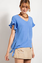 Load image into Gallery viewer, V Neckline Wing Sleeves Woven Top
