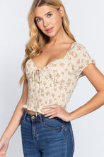 Load image into Gallery viewer, Short Slv Smocking Print Woven Top
