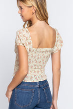 Load image into Gallery viewer, Short Slv Smocking Print Woven Top

