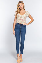 Load image into Gallery viewer, Short Slv Smocking Print Woven Top
