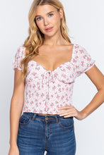 Load image into Gallery viewer, Short Slv Smocking Print Woven Top

