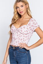 Load image into Gallery viewer, Short Slv Smocking Print Woven Top
