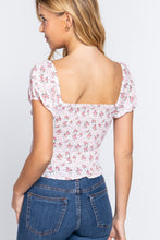 Load image into Gallery viewer, Short Slv Smocking Print Woven Top
