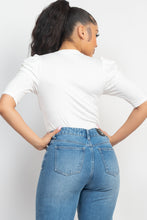 Load image into Gallery viewer, Round Neck Puff Ruched Sleeve Top
