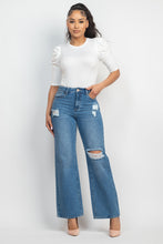 Load image into Gallery viewer, Round Neck Puff Ruched Sleeve Top
