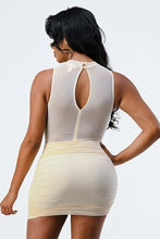 Load image into Gallery viewer, Lux Stretch Mock Neck Mesh Ruched Dress
