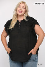 Load image into Gallery viewer, Triple Ruffle Sleeve V-neck Top With Front Tie
