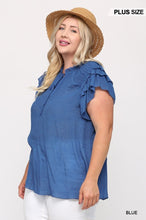Load image into Gallery viewer, Triple Ruffle Sleeve V-neck Top With Front Tie
