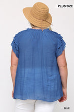 Load image into Gallery viewer, Triple Ruffle Sleeve V-neck Top With Front Tie
