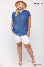 Load image into Gallery viewer, Triple Ruffle Sleeve V-neck Top With Front Tie
