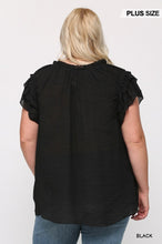 Load image into Gallery viewer, Triple Ruffle Sleeve V-neck Top With Front Tie
